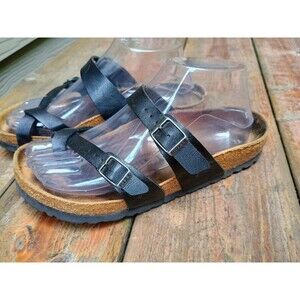 Birkenstock Mayari Black Birko-Flor Toe Loop Sandals Womens Sz 37 Us 6